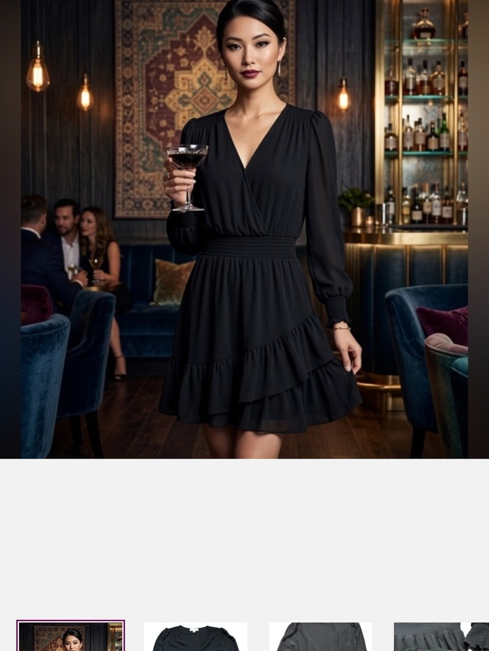 Michael Kors Long-Sleeve V-Neck Mini Dress
